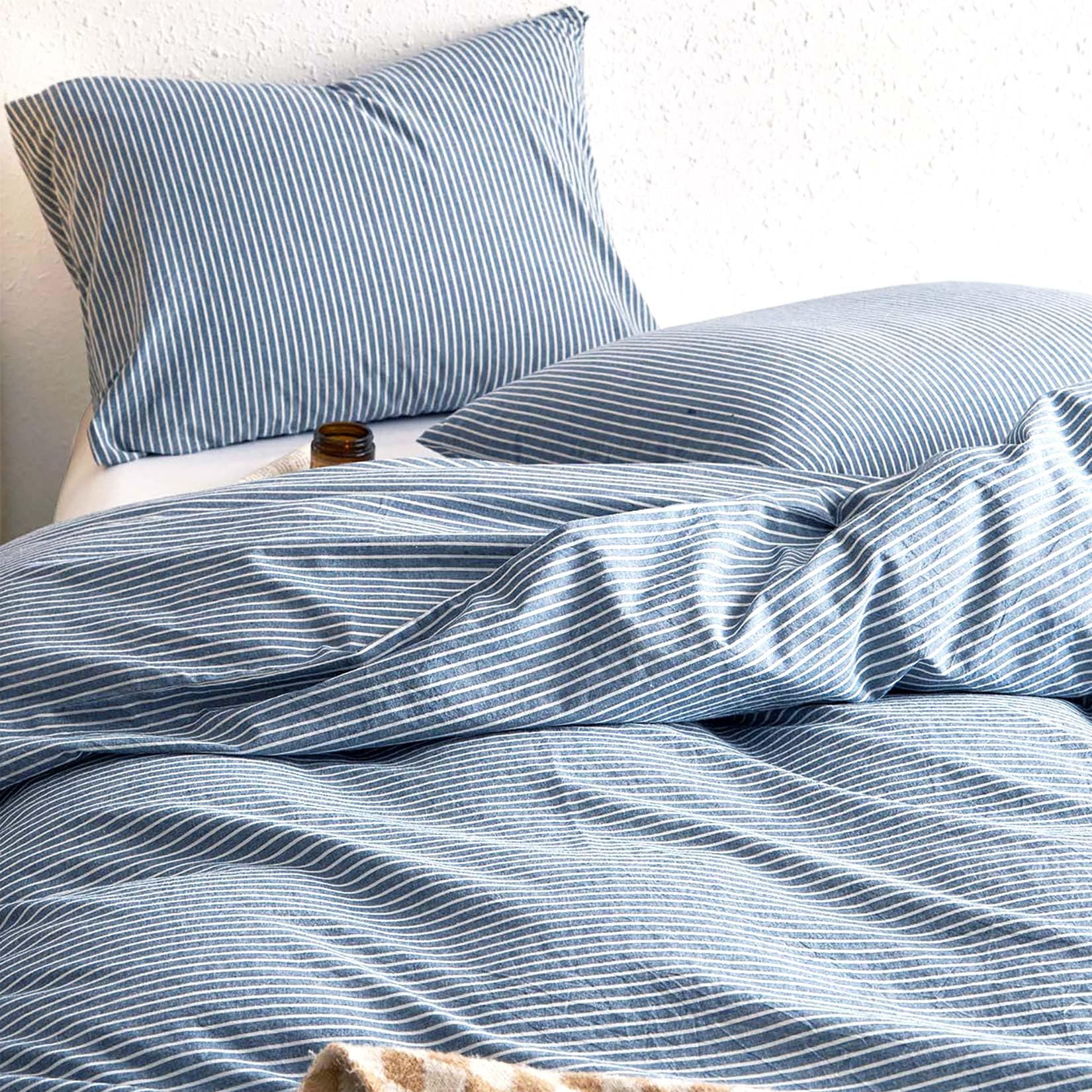 Wake In Cloud - Striped Cotton Duvet Cover Set, 100% Washed Cotton Textured Percale Bedding Set, ... | Amazon (US)