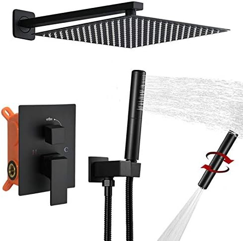 BESy Shower System with 12 Inch Rain Shower Head and Handheld Wall Mounted, High Pressure Rainfal... | Amazon (US)