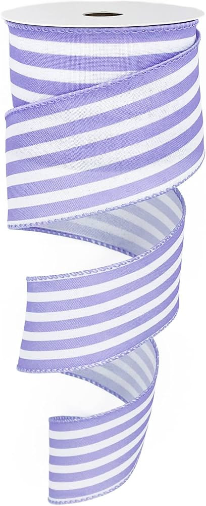 Leecogo Easter Ribbon Wired,2 1/2”x10 Yard,Lavender Purple Stripe Ribbon for Easter, Christmas,... | Amazon (US)