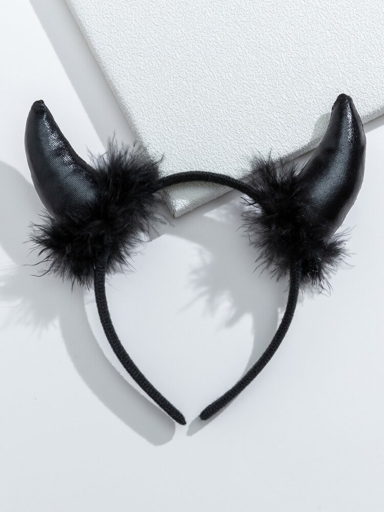 Halloween Horns & Fuzzy Decor Costume Headband | SHEIN