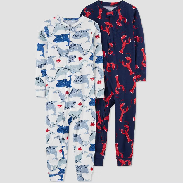 Toddler Boys' Whale/Lobster Footed Pajama - Just One You® made by carter's Blue/Black | Target