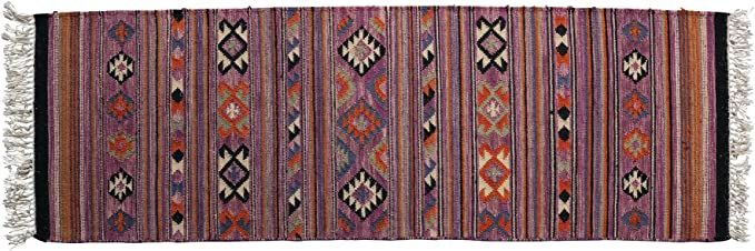 Bloomingville Boho Cotton and Wool Floor Runner Kilim Pattern, Multicolor Rug, Multi | Amazon (US)