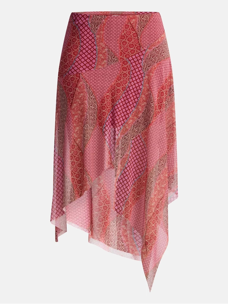 No Boundaries Asymmetrical Mesh Midi Skirt, Women's XXS-XXL | Walmart (US)