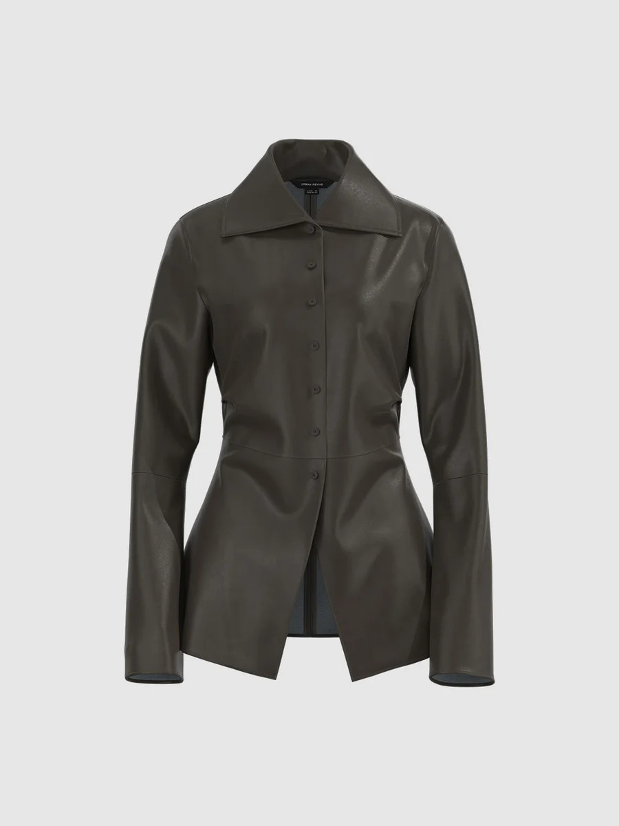 Vegan Leather Long Sleeve Shirts | Urban Revivo