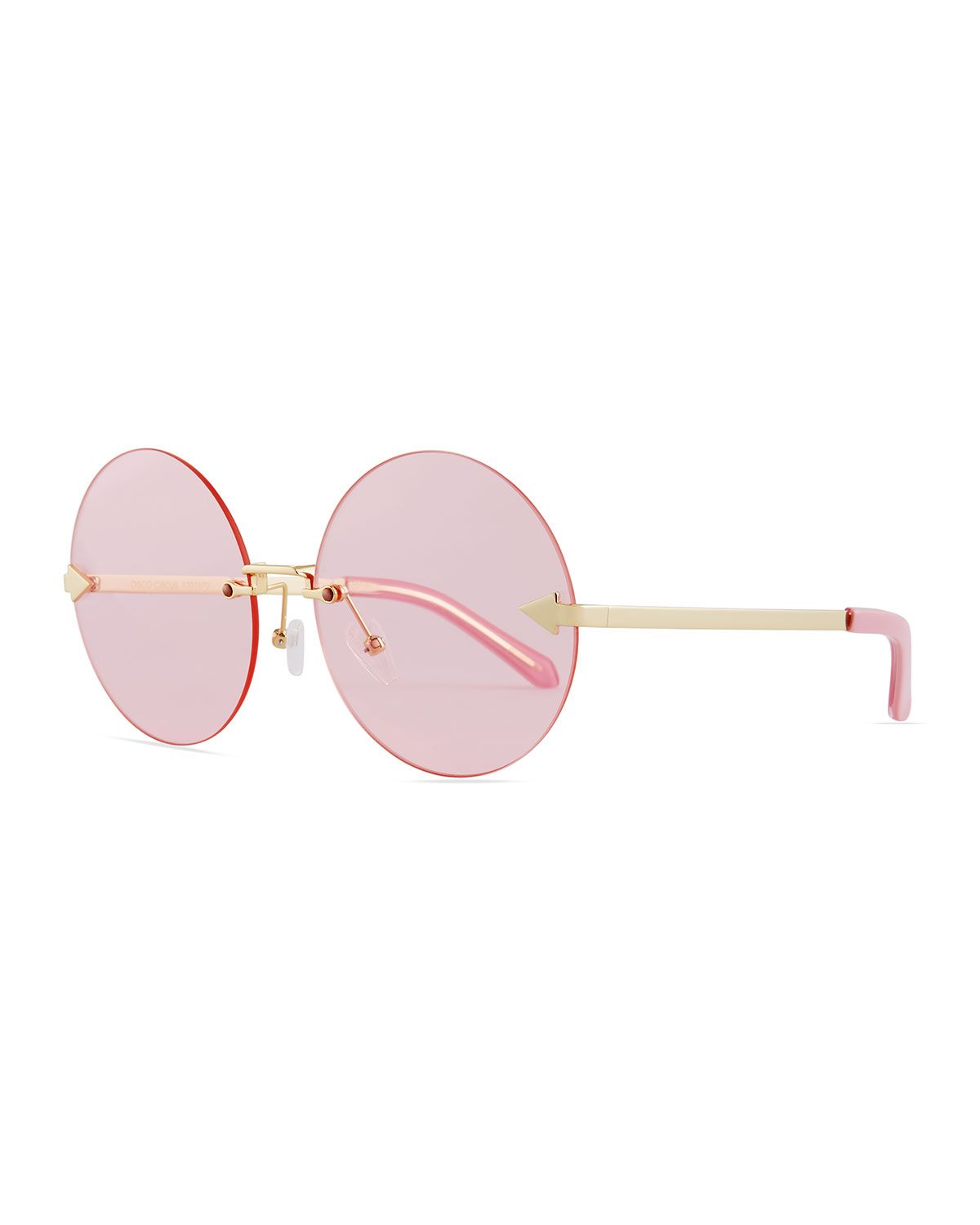 Disco Circus Rimless Round Sunglasses, Pink/Gold | Neiman Marcus