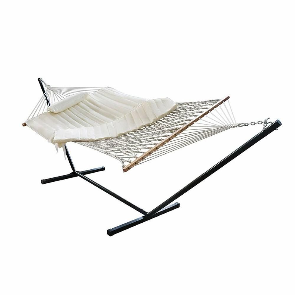 VEIKOUS 12 ft. Free Standing Hammock with Cotton Quilt and Pillow in White | The Home Depot