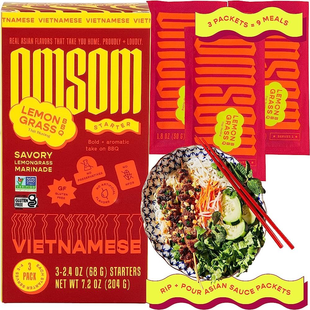 Vietnamese Lemongrass BBQ Sauce by Omsom, All-In-One Asian Sauce Packets, Savory Marinade & Stir ... | Amazon (US)