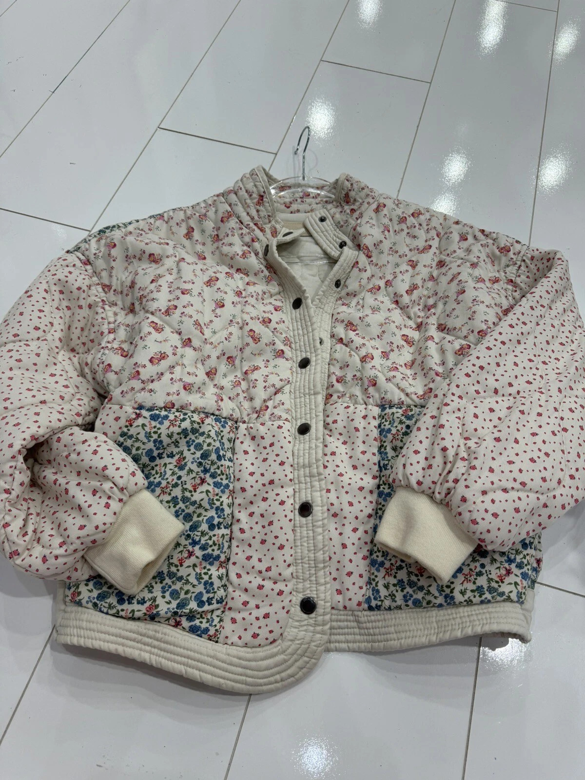 Chaqueta floral acolchada en blanco de Nueva York Xs | eBay US