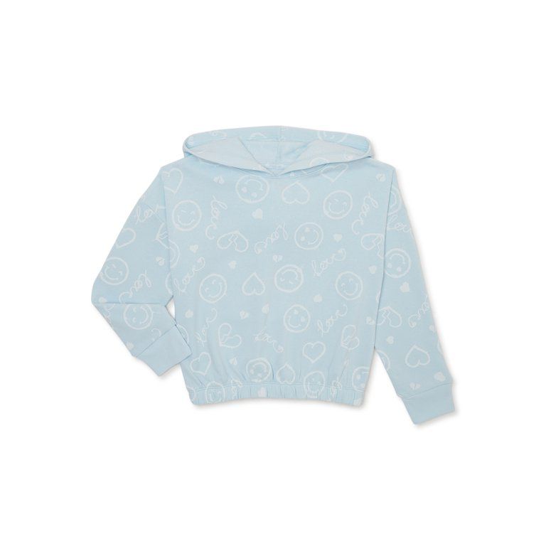 Wonder Nation Girls Printed Hooded Pullover Sweatshirt, Sizes 4-18 & Plus | Walmart (US)