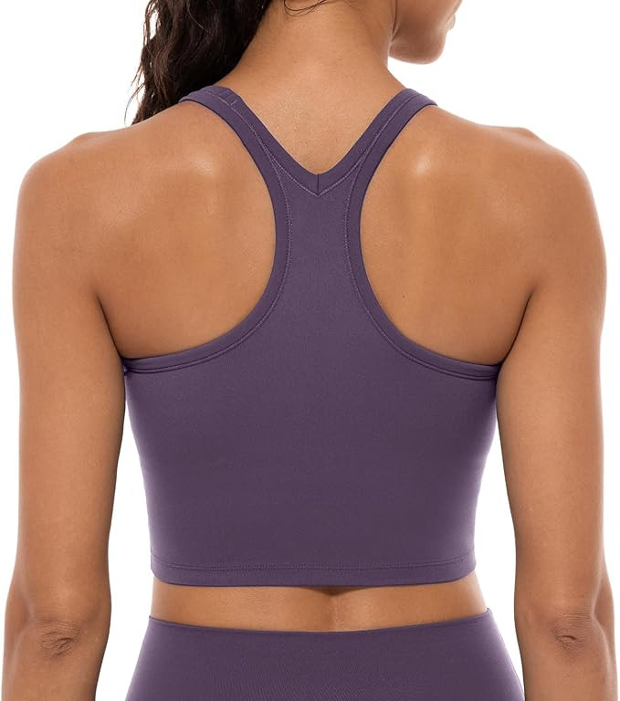 Lavento Women's Racerback Sports Bras Yoga Crop Top with Built in Bra | Amazon (US)