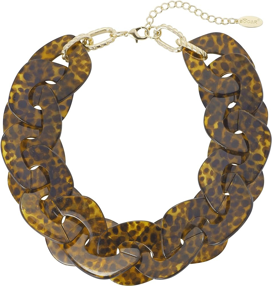 Bocar Statement Chunky Acrylic Cuban Choker Necklace Fashion Bib Collar Chain Necklace for Women(... | Amazon (US)