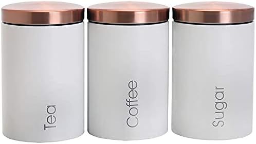 Coffee-Tea-Sugar Canister-Set White-Farmhouse Kitchen-Containers for Counter-Food- Storage | Amazon (CA)
