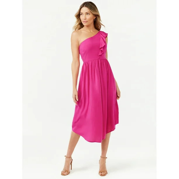 Sofia Jeans by Sofia Vergara Women's Ruffle One Shoulder Dress - Walmart.com | Walmart (US)