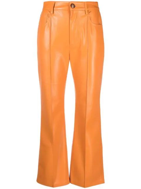 faux-leather flared trousers | Farfetch (US)