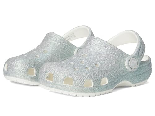 Crocs Unisex Classic Glitter Clogs (Little Kid/Big Kid) White 13 Medium | Amazon (US)