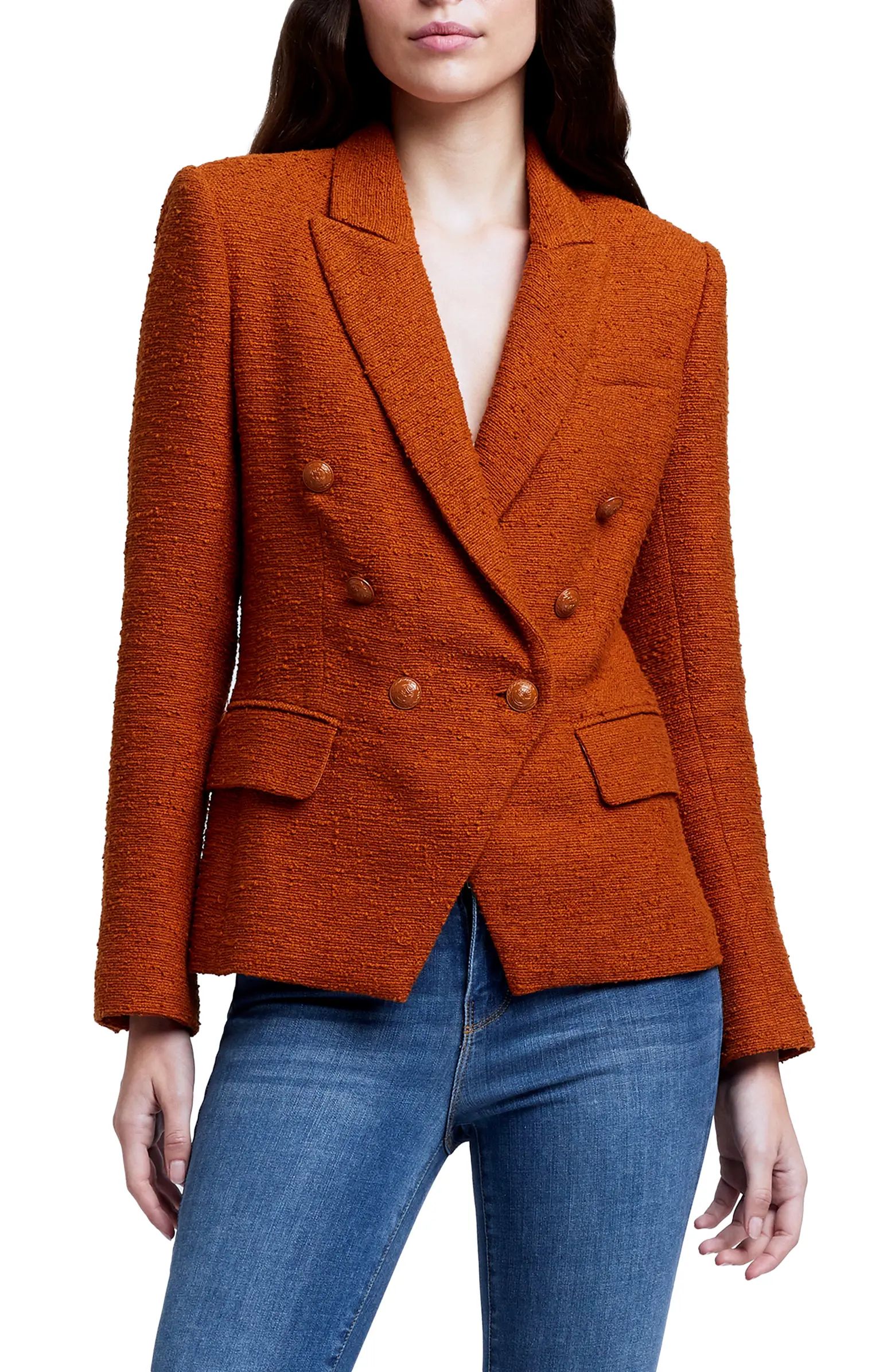 L'AGENCE Kenzie Double Breasted Tweed Blazer | Nordstrom | Nordstrom