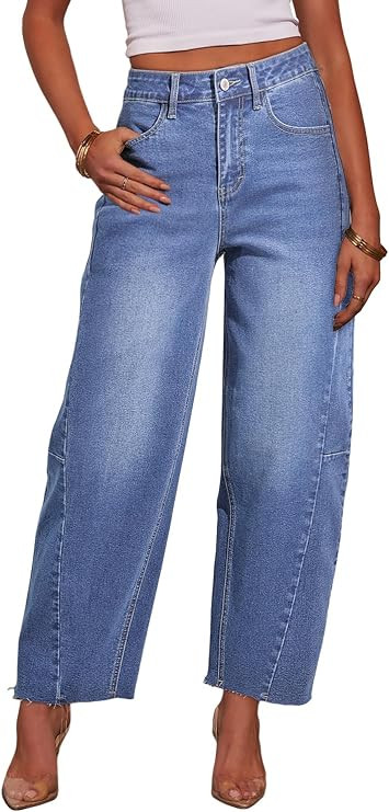Dokotoo Casual Jeans for Women Loose Baggy Wide Leg Jeans Woman High Waisted Stretchy Denim Pants... | Amazon (US)
