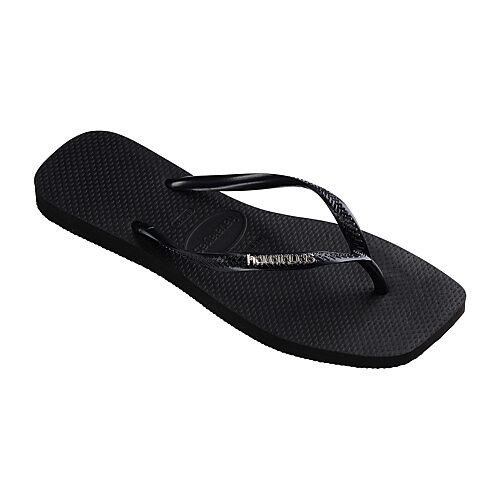 Havaianas Womens Slim Square Logo Metallic Flip-Flops, 11/12, Black | JCPenney