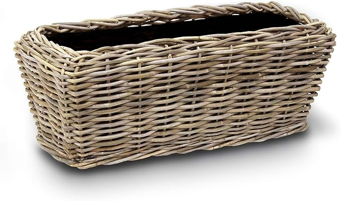 Abbott Collection 22-DRYPOT-0910 Lg Rect Woven Planter-10.5x28 L, Large, Natural/Black | Amazon (US)
