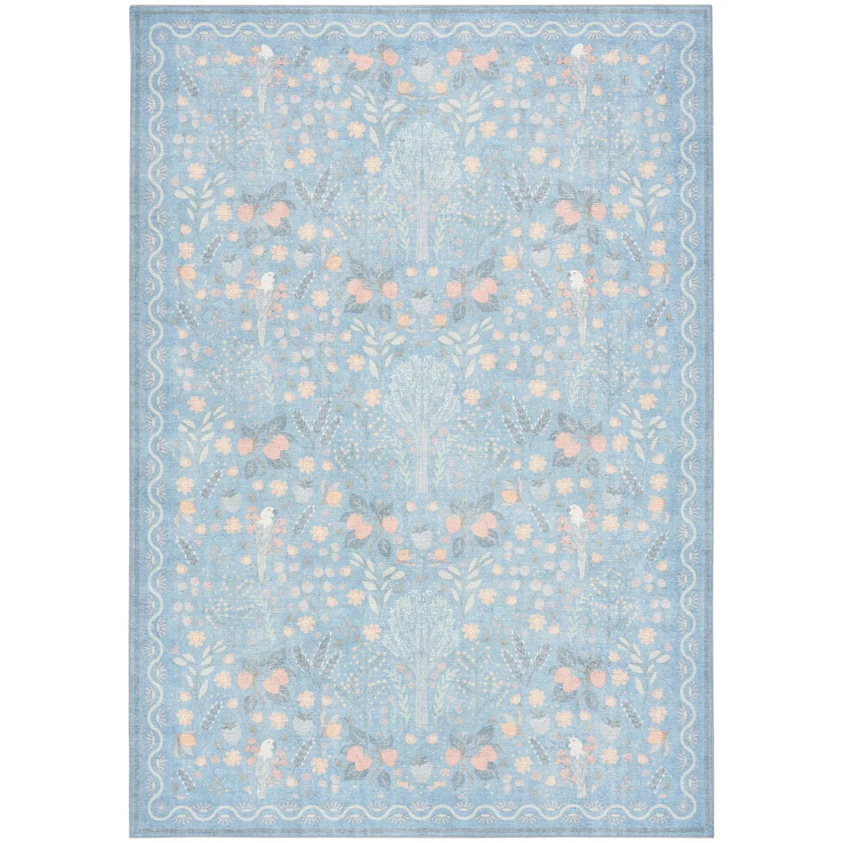 Nourison Botanical Washables 7'6" x 9'10" Light Blue Multicolor Modern Indoor Flatweave Rug | Target