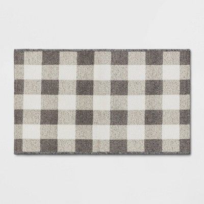 1'8"x2'10" Harvest Layering Buffalo Plaid Tapestry Doormat Gray - Threshold™ | Target