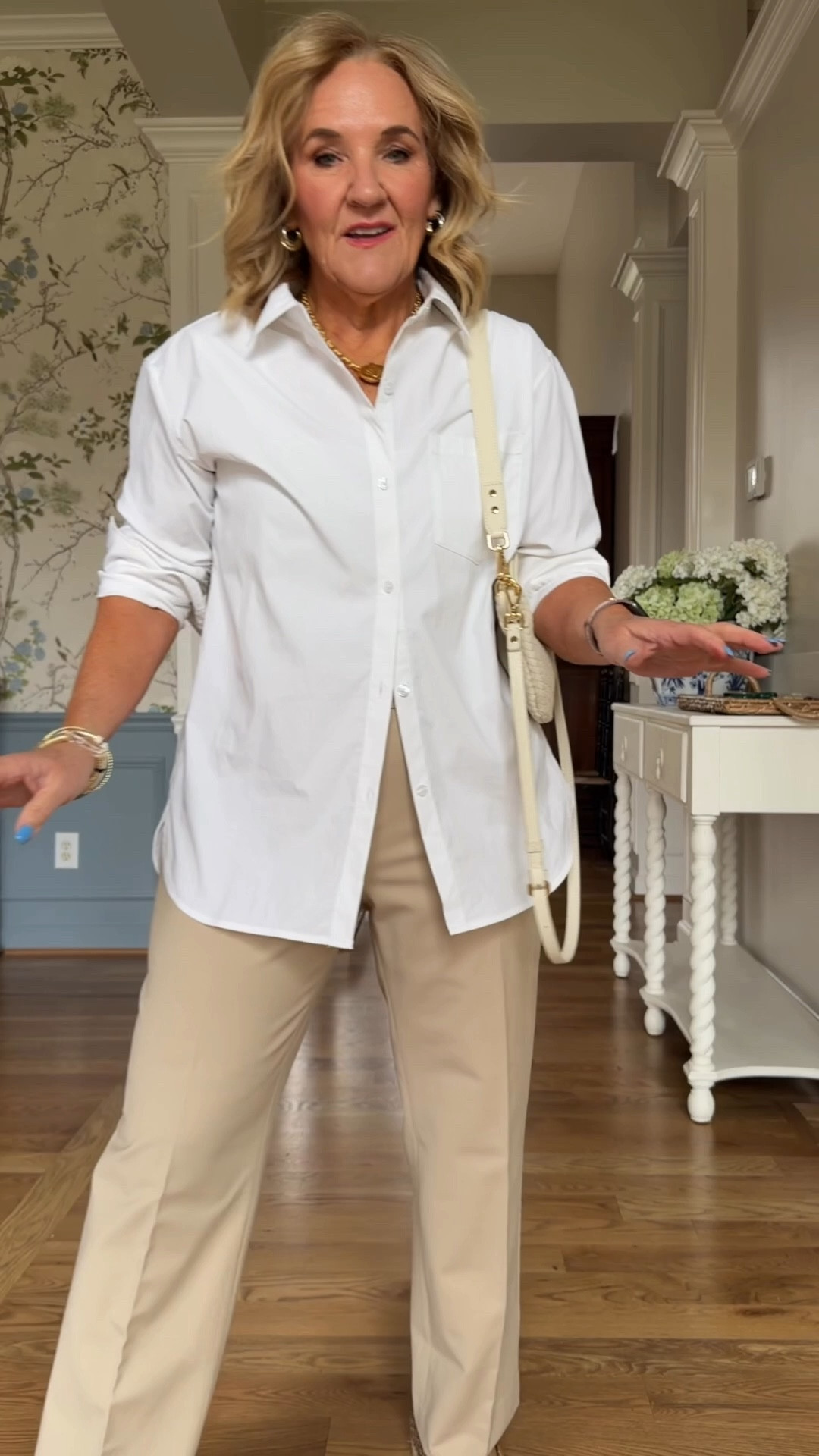 Simplist look 
Blouse size small petite 
Pants size 8 reg wish I had bought the petite 
20% off my bracelet stack code NANETTE20

#LTKOver40 #LTKTravel #LTKWorkwear

#LTKSaleAlert #LTKWorkwear #LTKOver40