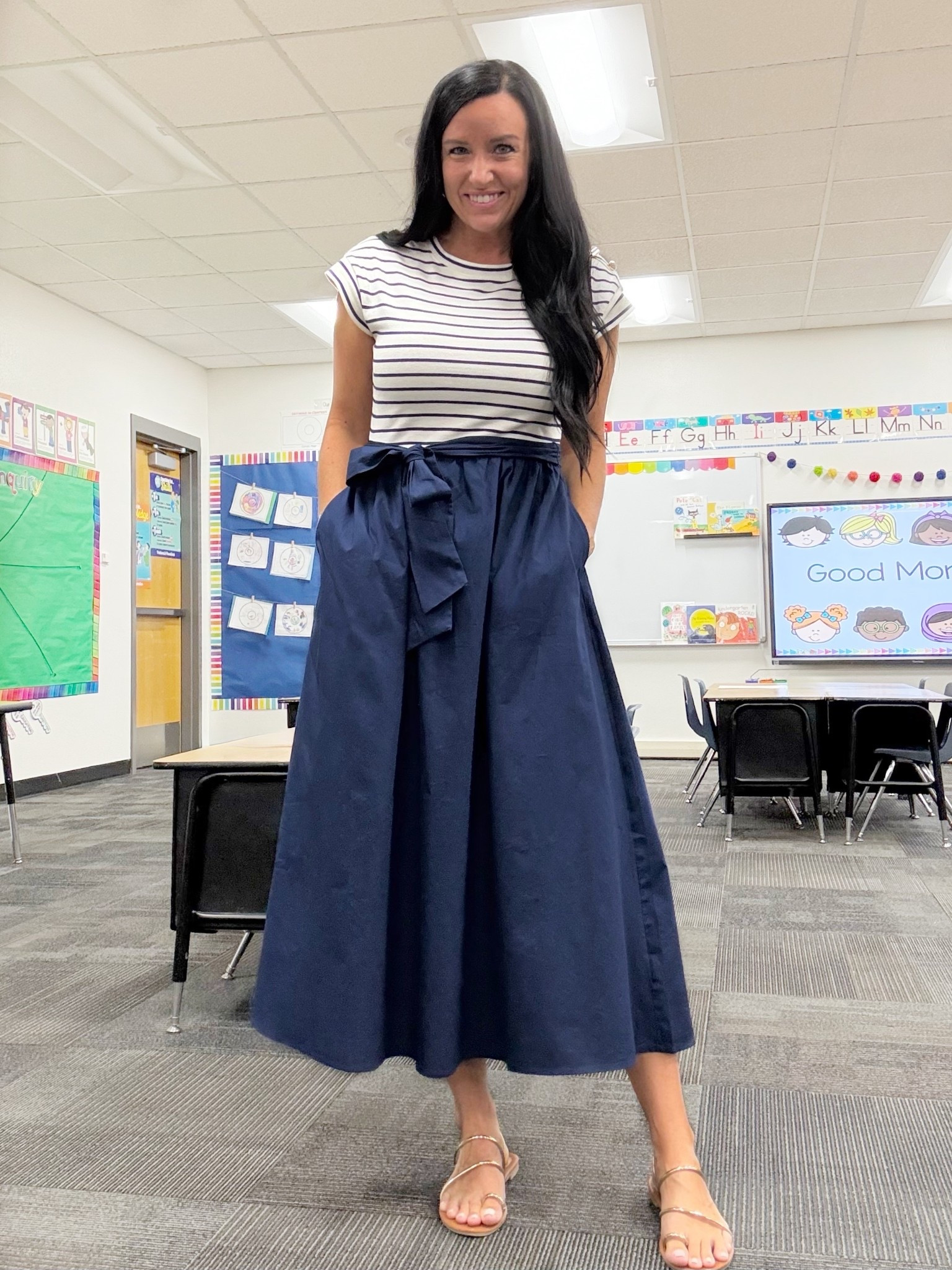 A great teacher dress for elementary, middle, high school, and college teachers! Comes in pink and black too! Fit is TTS, I’m in a S. (If the link does not take you to this dress directly, scroll down a little and you’ll see it is still available under $50 on sale!!) 

#LTKWorkwear #LTKFindsUnder50 #LTKSaleAlert
