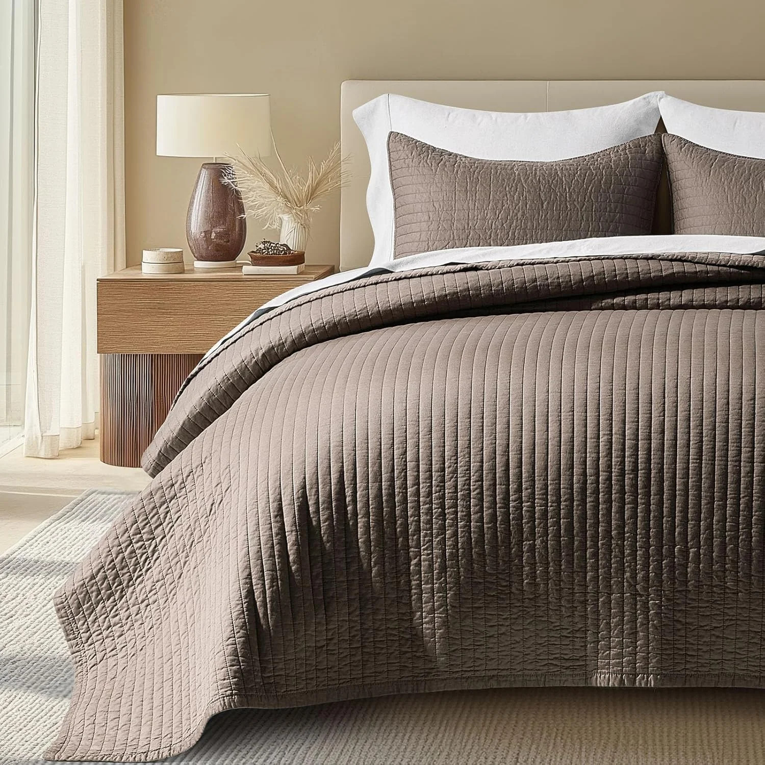 Cotton Sateen Channel Quilt set | Wayfair North America