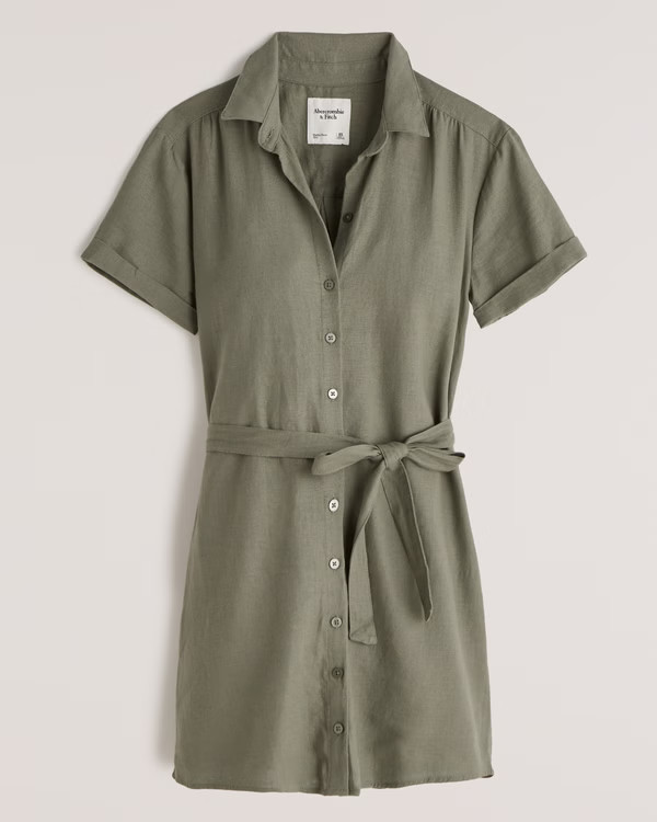 Linen-Blend Shirt Dress | Abercrombie & Fitch (US)