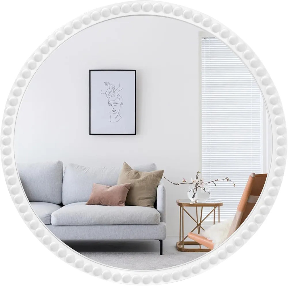 WallBeyond Round Mirrors for Wall Decor, 30 inch Wall Mirror Decorative with Beaded Framed for Ho... | Amazon (US)