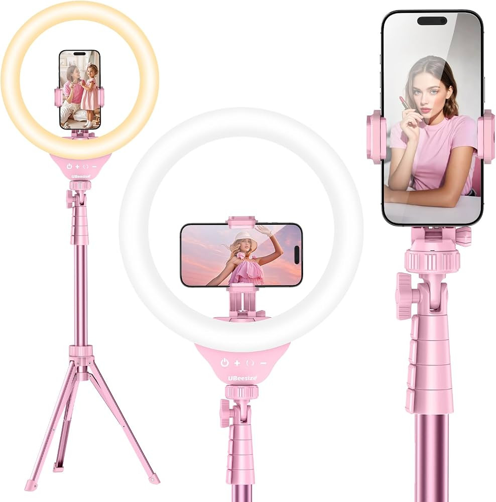 UBeesize 12'' LED Ring Light with 62'' Tripod Stand, Selfie Ring Light for Video Recording, Live ... | Amazon (US)