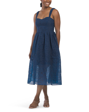Embroidered Lace Strappy Midi Dress | TJ Maxx