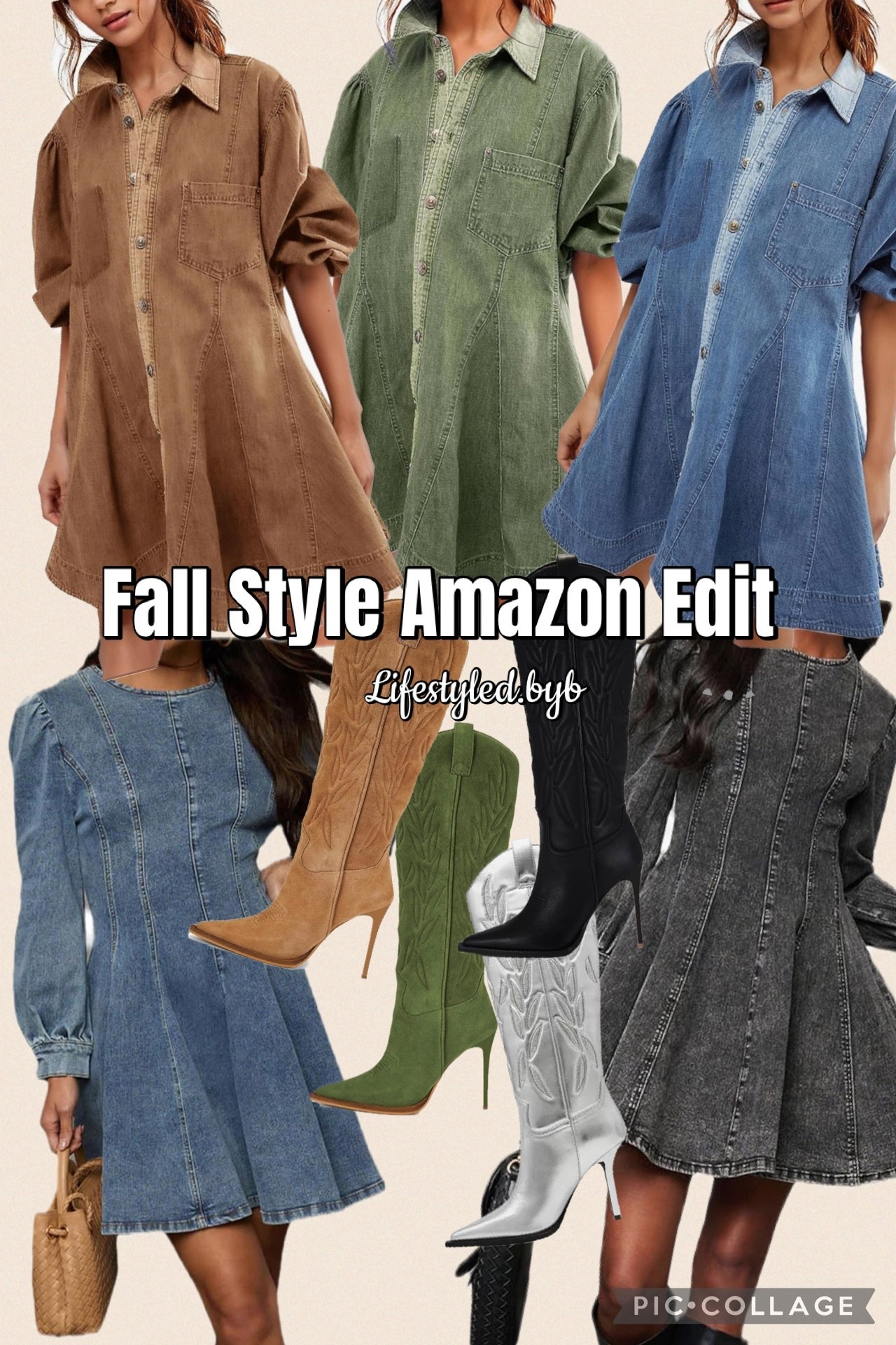 Hi beauties!

        🍁Fall Style Amazon Edit🍁

A shorter denim dress is a great transitional piece to wear from Summer to Fall. Add a cute pair of western booties and you are ready for OctoberFeast, pumpkin picking and hayrides!  😘👢

Happy shopping!
xo Beralis 

#LTKShoeCrush #LTKFindsUnder50 #LTKItBag