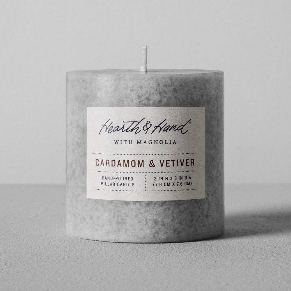 Pillar Candle (3""x3"") - Cardamom & Vetiver - Hearth & Hand with Magnolia | Target