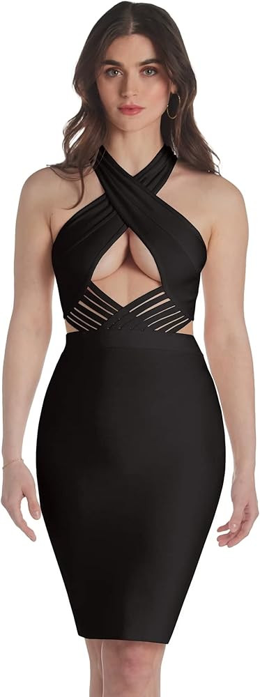 Hybrid & Company Womens Cross Bandage Fashion Hollow Out Sexy Sleeveless Dress | Amazon (US)