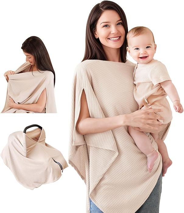 Konssy Nursing Cover for Breastfeeding, Soft & Breathable Privacy Poncho, Multi-Use Feeding Shawl... | Amazon (US)