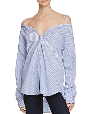 Theory Tamalee Dalton Stripe Cold-Shoulder Shirt | Bloomingdale's (US)
