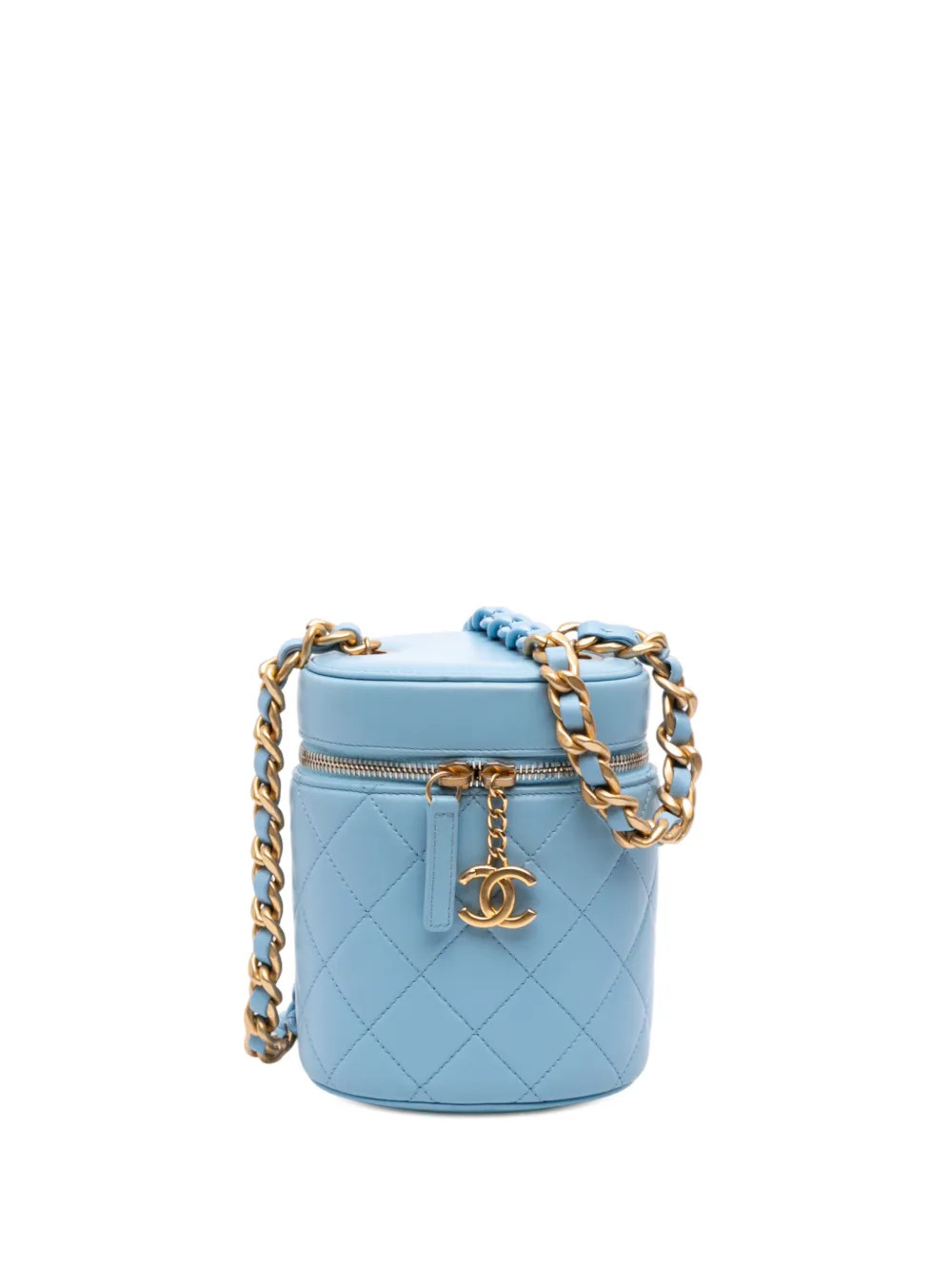 CHANEL Pre-Owned 2021-2025 Mini CC Quilted Lambskin Vertical Case vanity bag - Blue | Farfetch Global