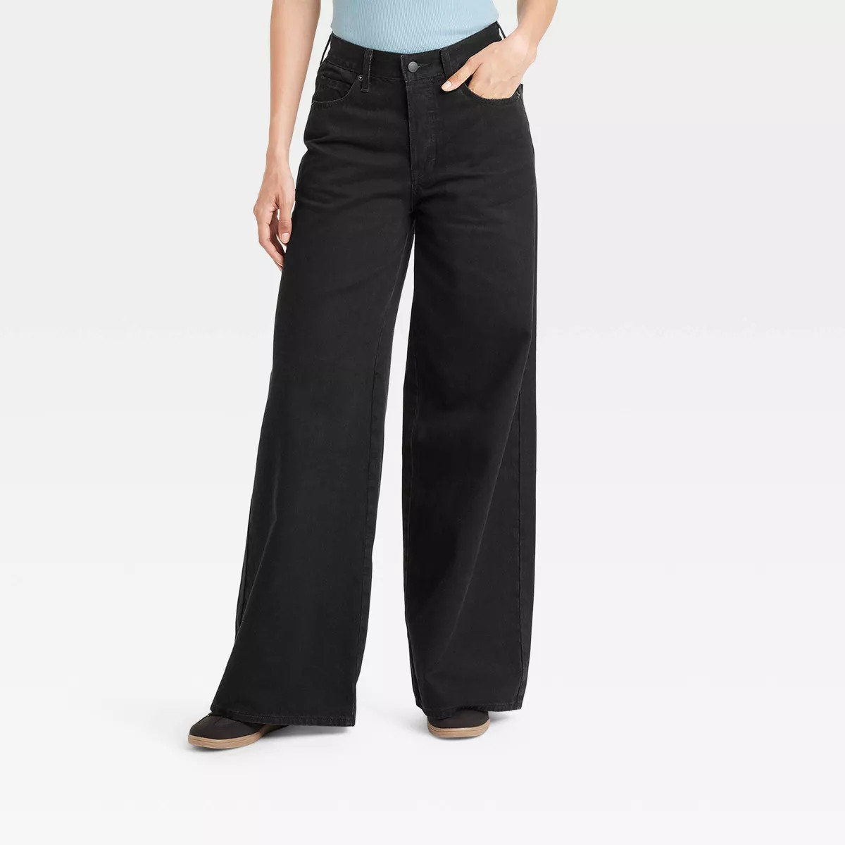 Women's Mid-Rise Super Wide Leg Jeans - Universal Thread™ Black 4 | Target