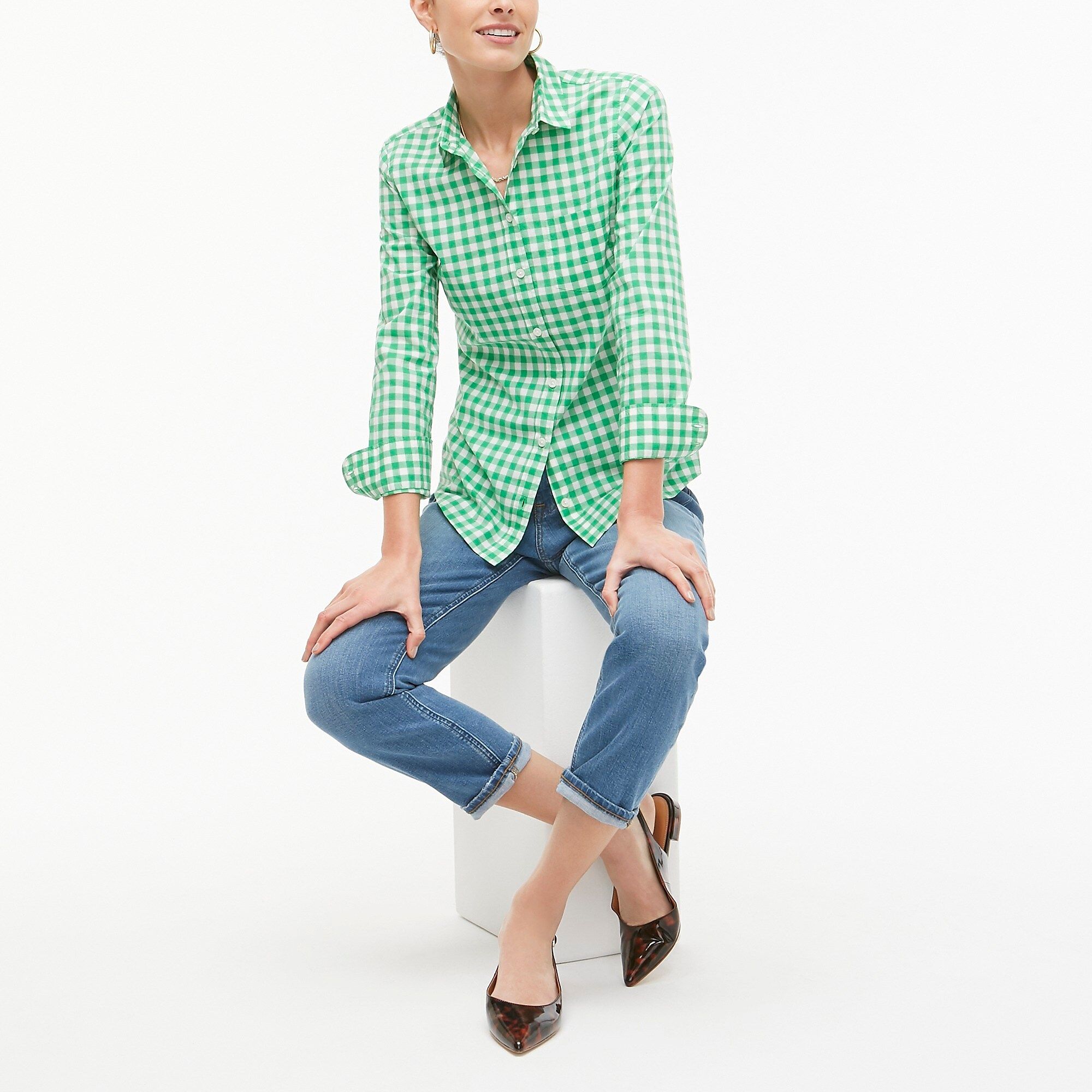 Gingham button-up shirt in perfect fit | J.Crew Factory
