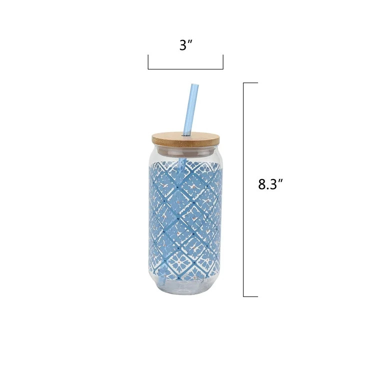 Mainstays by Becky G. & Alejandra 20-Ounce Acrylic Can Shape Tumbler, Blue Tile Pattern | Walmart (US)