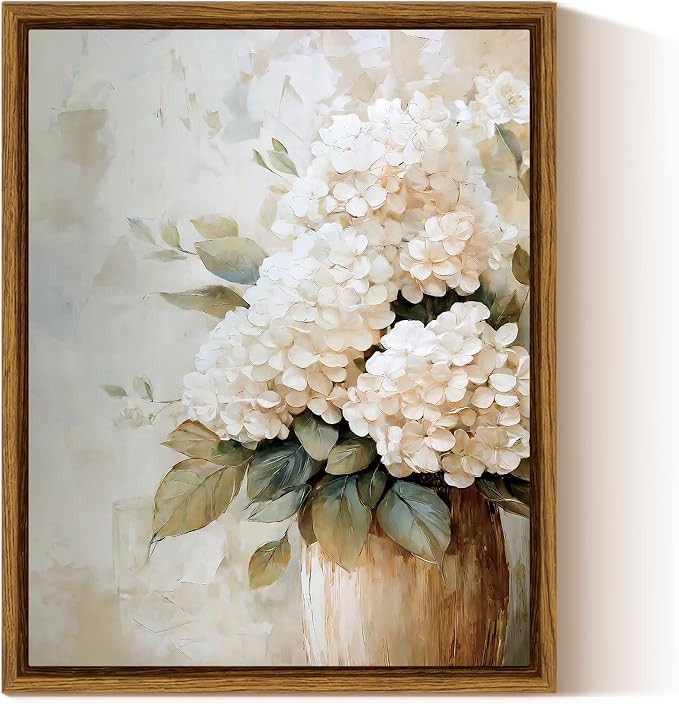 InSimSea Framed Canvas Wall Art Vintage Flower Wall Pictures Room Decor Aesthetic Hydrangea Small... | Amazon (US)