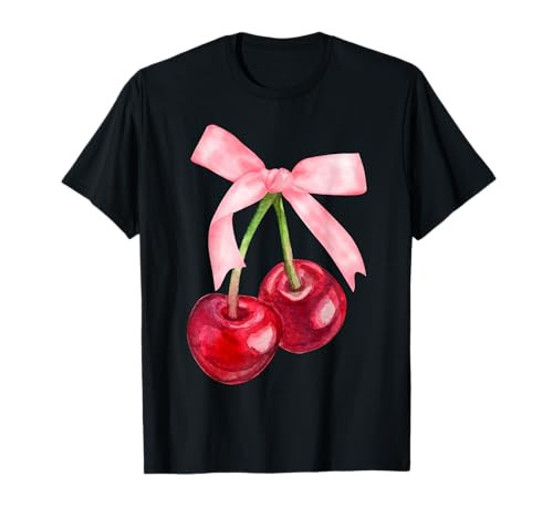 Coquette Cherry and Bow Kawaii Cherry Aesthetic Trendy T-Shirt | Amazon (US)