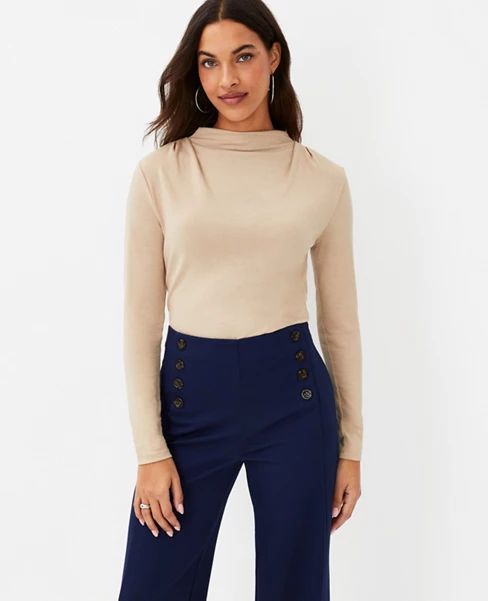 Draped Mock Neck Top | Ann Taylor (US)