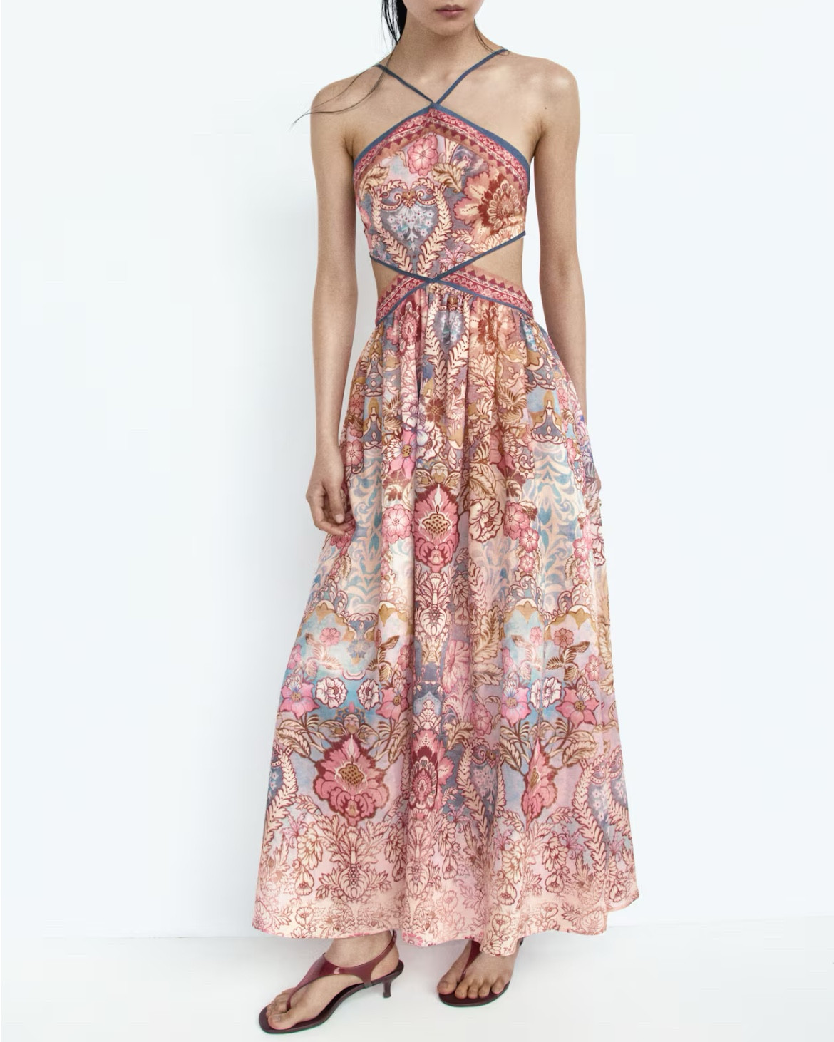 Patterned backless halter maxi dress 

#LTKSeasonal