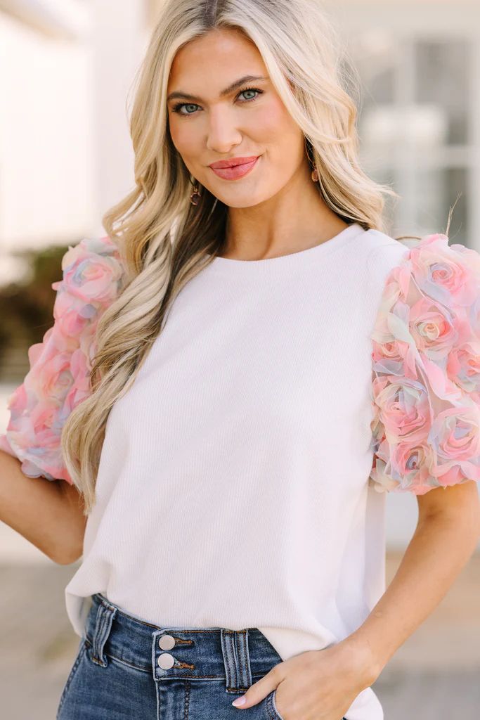 Who You Are White Floral Puff Sleeve Blouse | The Mint Julep Boutique