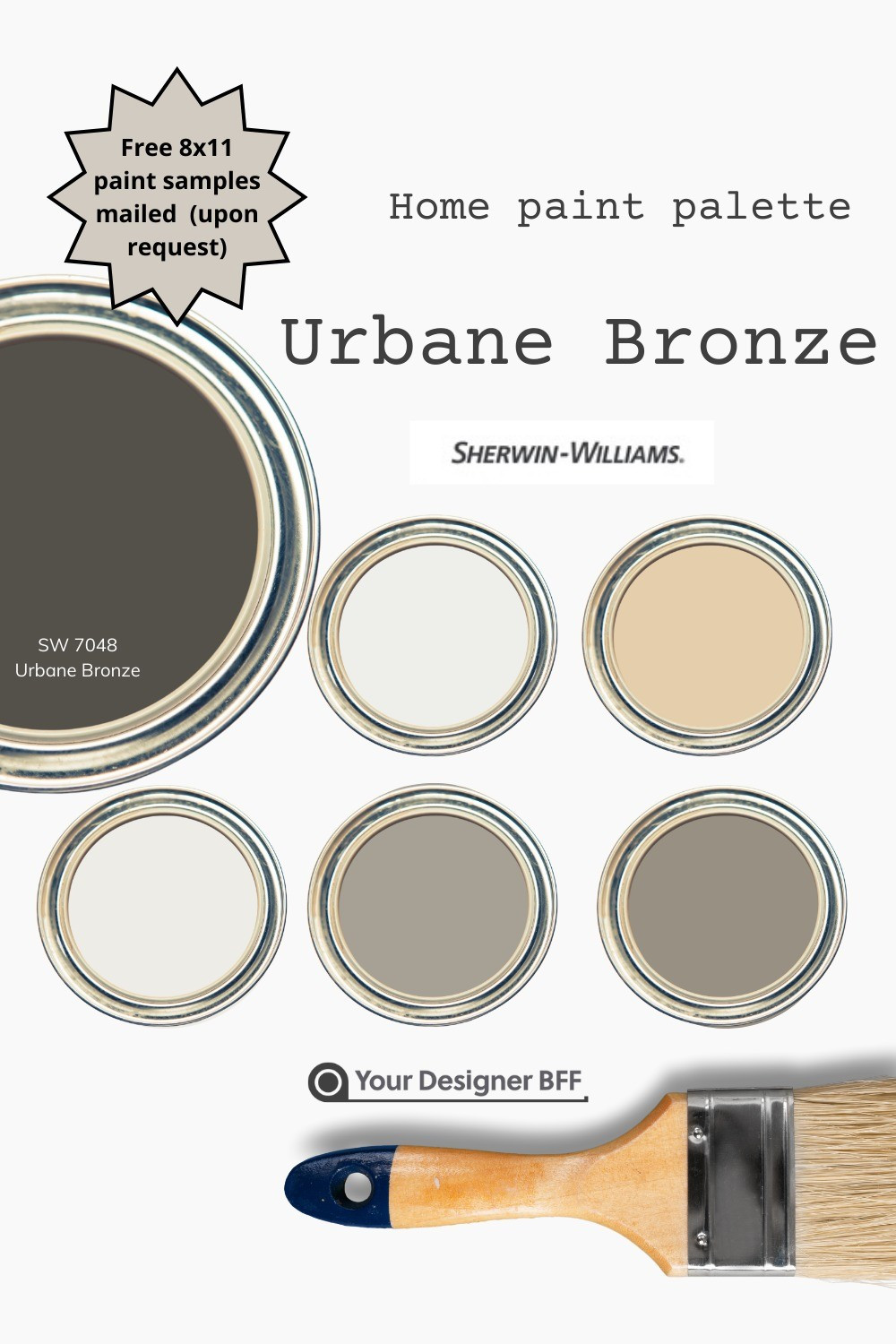 Our Urbane Bronze Complementary Color Palette is tailored to support the remarkable SW 7048 Urbane Bronze hue. By combining these complementary shades, you will be able to create a seamless transition between rooms, ensuring a harmonious, well-balanced aesthetic that's both visually engaging and soothing. This hand-selected collection of colors is perfect for accentuating your space's unique features while providing a stylish backdrop for the decor.Each color in the palette has been carefully chosen by our team of experts with deep knowledge of current trends and timeless designs. We understand the importance of creating a cohesive and harmonious living environment that will leave a lasting impression on all who visit. Let our Urbane Bronze Complementary Color Palette be the key to unlocking your home's true potential.No physical samples will be mailed.

#LTKHome