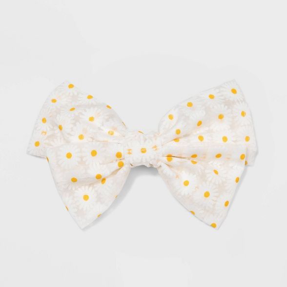 Bow Top with Daisy Patterned Mesh Covered Barrette - Wild Fable™ White | Target
