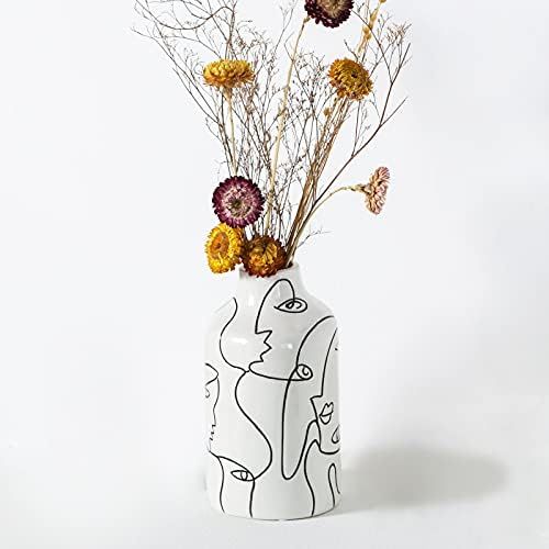 Kimdio Ceramic Vase Irregular face Design Decorative Flower Vase for Home Decor Living Room, Home, O | Amazon (US)