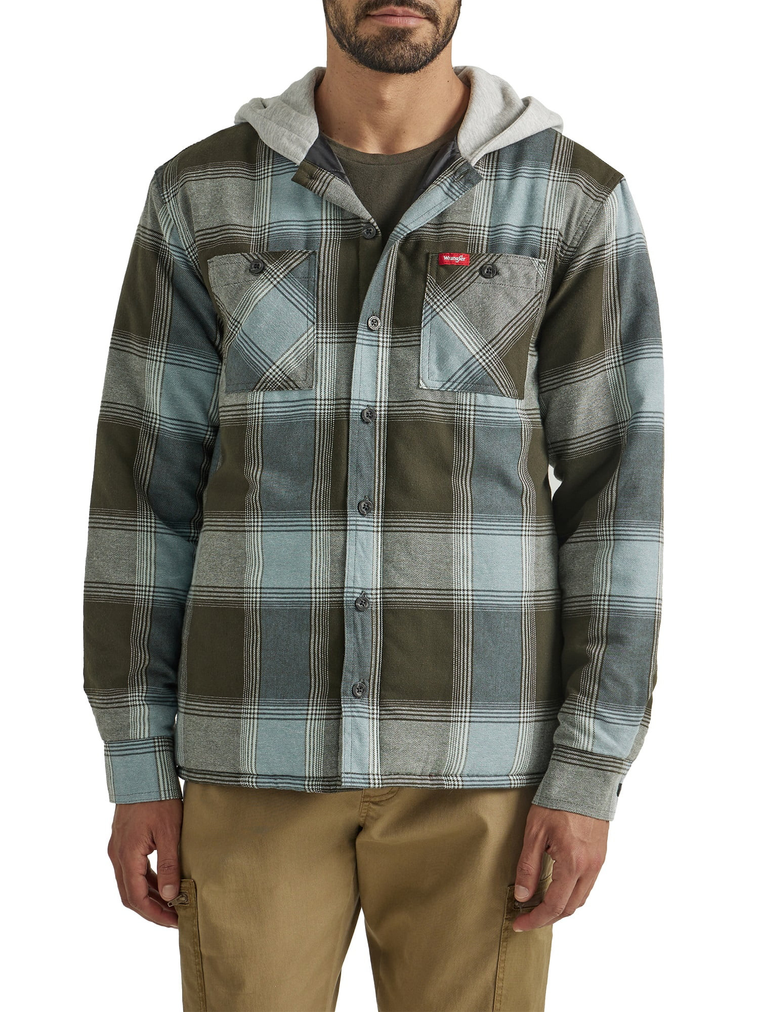 Wrangler® Men's and Big Men's Heavyweight Hooded Shirt Jacket, Sizes S-5XL - Walmart.com | Walmart (US)